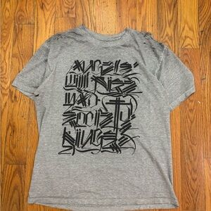 Men's Grey Graphic Tee with Black Print